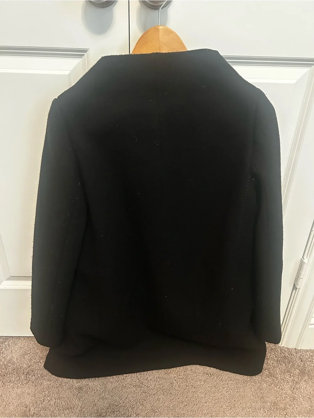 kate spade Black Pea Coat with Leopard-Print Lining